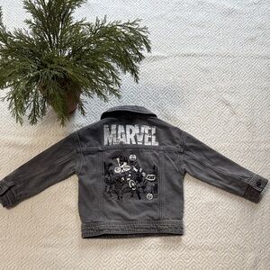 Marvel Kids Black Graphic Denim Jacket Size 4
